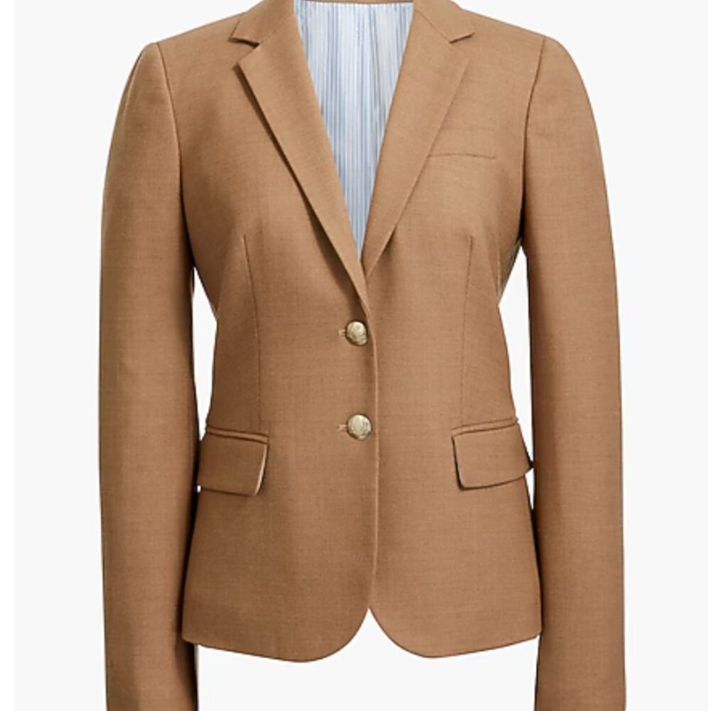 J.Crew Factory Original Schoolboy Blazer Woman Size 4 Tan Camel / Wool Blend - Picture 8 of 8